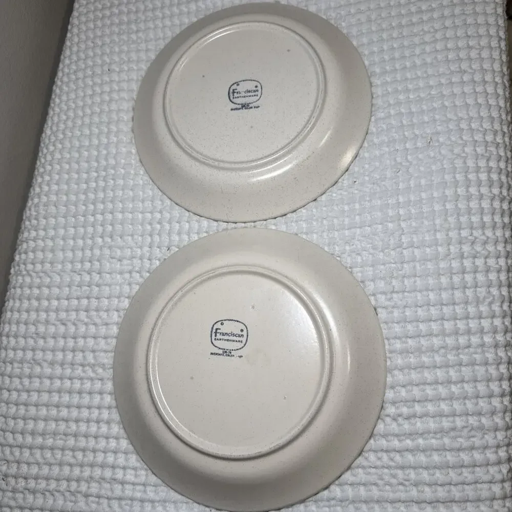 Franciscan USA 8.25” Salad Plates Set 2 Green Geometric Medallion MCM Vintage